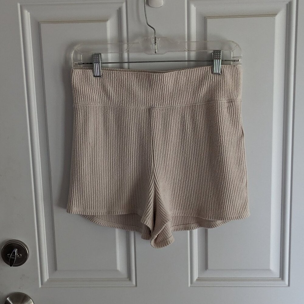 Abercrombie + Fitch Soft Ribbed High Rise Shorts Oatmeal Size XL